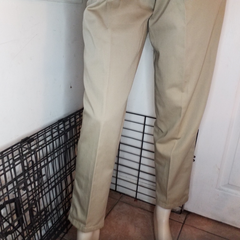 Ultra High Waisted Pants Vtg Academia corset Khaki Pleat Front Cotton pants 6 - Picture 3 of 12